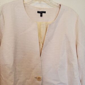 Eileen Fisher System Woman Blazer Beige Womens Sz 3X Cotton Polyester Jacket Top
